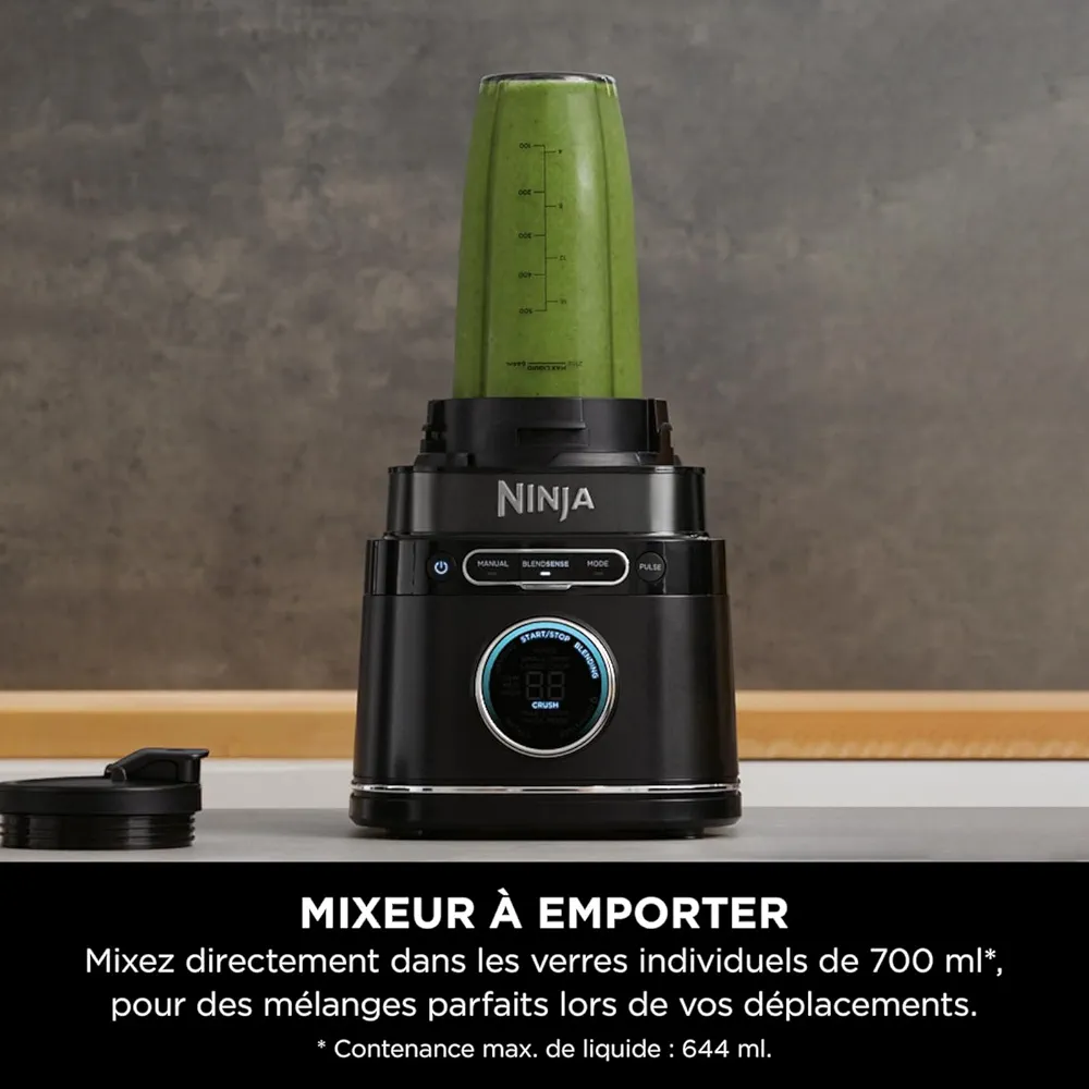 Ninja Detect Power Blender Pro & Single Serve 2-en-1 – Mixeur 1200 W avec Récipient 2 L et 2 Gobelets Individuels – TB301EU - Thumbnail 2