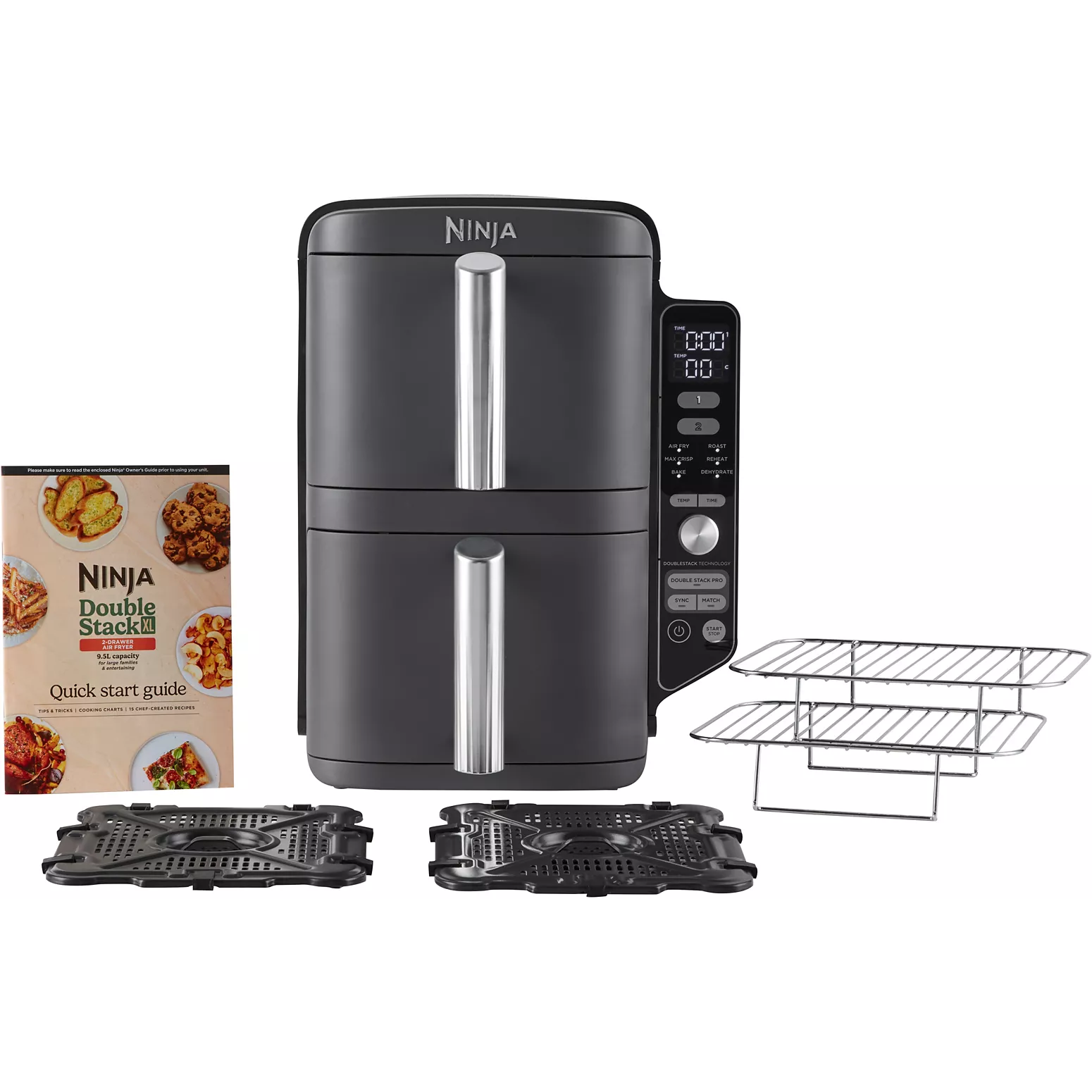 NINJA Double Stack XL SL400EU – Friteuse sans Huile Verticale 9,5 L – 2 Tiroirs & 4 Niveaux de Cuisson – Gris - Thumbnail 3