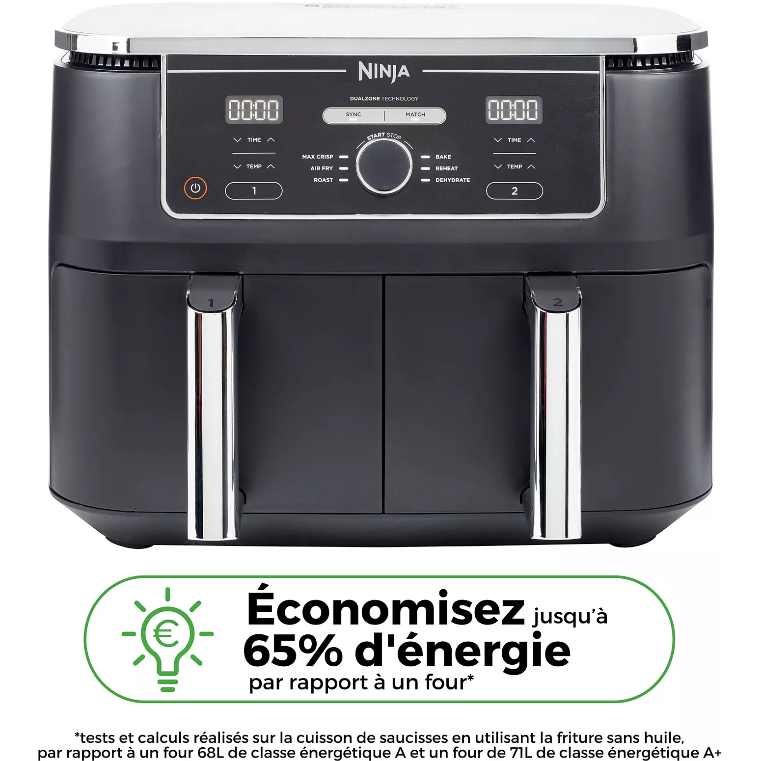 NINJA Foodi MAX Dual Zone Air Fryer AF400EU – Friteuse à Air Chaud 9,5 L – Double Tiroir – Noir - Thumbnail 2