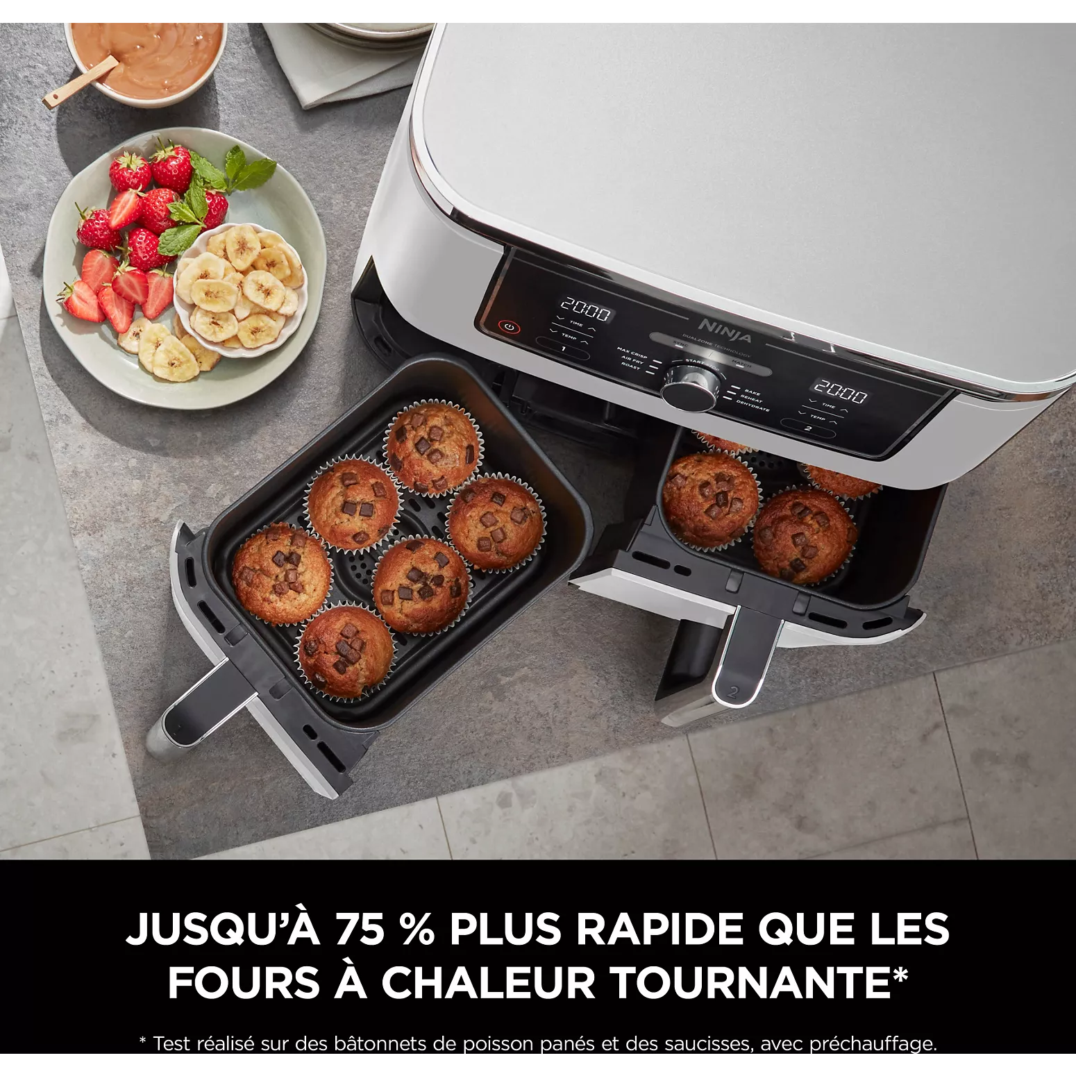 Ninja Foodi MAX Dual Zone Air Fryer AF400EUWH – Friteuse à Air Chaud 9,5 L – Double Tiroir – Blanc - Thumbnail 3