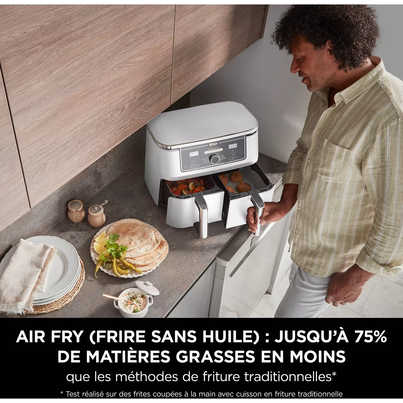 Ninja Foodi MAX Dual Zone Air Fryer AF400EUWH – Friteuse à Air Chaud 9,5 L – Double Tiroir – Blanc - Thumbnail 6