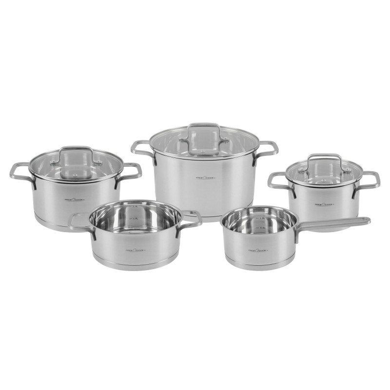 Lot de 8 Casseroles ProfiCook PC-KTS 1225 – Induction – Compatible Tous Feux : Induction, Céramique, Halogène et Gaz – Acier Inoxydable avec Couvercles - Thumbnail 2