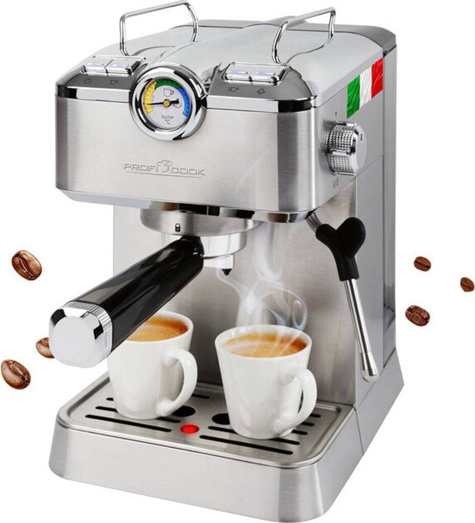 Machine à Espresso ProfiCook PC-ES 1267 – Automatique – Porte-Filtre – Pompe à Espresso Italienne 20 Bar – Café en Poudre & Capsules Nespresso
