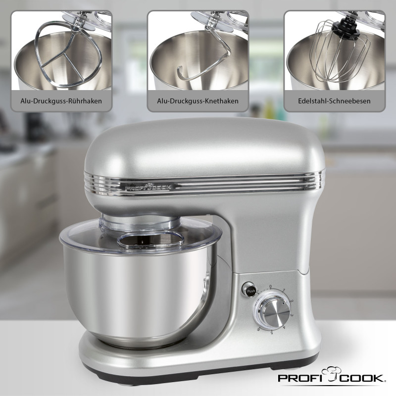 Robot Pétrin Multifonction ProfiCook PC-KM 1222 W – 1200 W – Avec Balance Intégrée – Bol Inox 5 L - Thumbnail 2