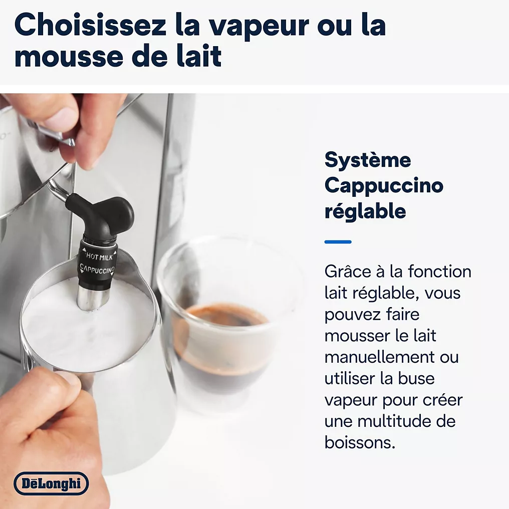 Machine à Expresso De'Longhi Dedica Style EC685.M – Buse à Mousse de Lait – 15 cm – Réservoir 1 L – Métal – Compatible Dosettes E.S.E - Thumbnail 4