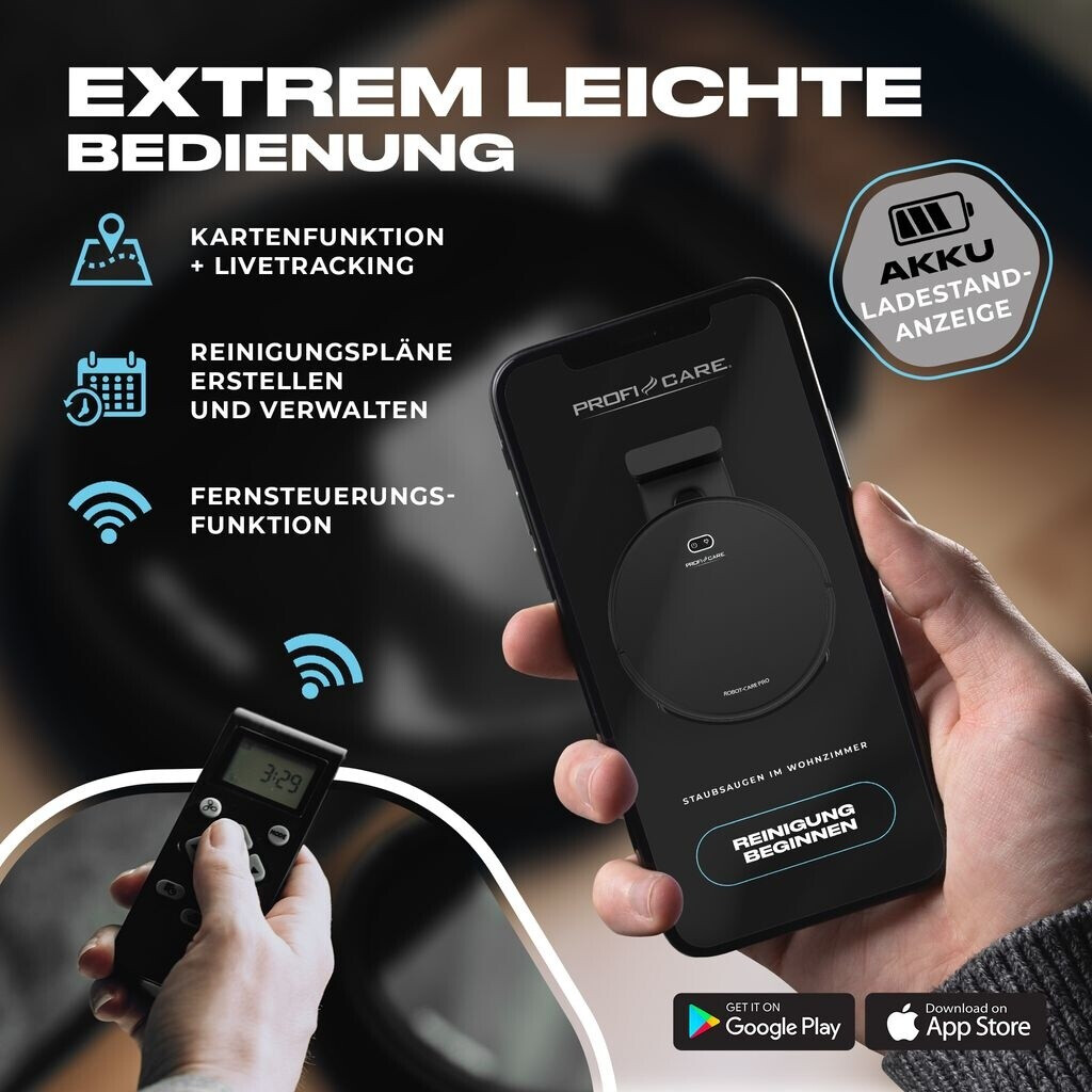 Aspirateur Robot ProfiCare PC-BSR3108 – Connecté WiFi – Fonction d’Essuyage – Noir - Thumbnail 5