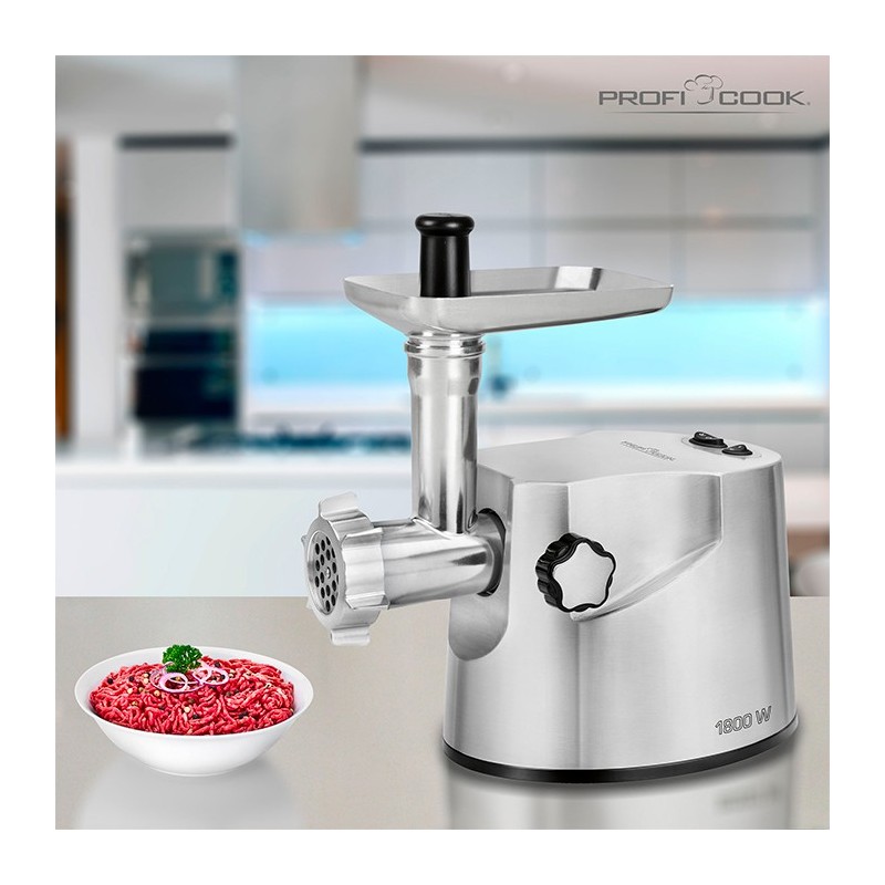 Hachoir à Viande ProfiCook PC-FW 1172 – Professionnel – 1800 W – 3 Disques Métal – Tête Clé & Saucisse – Lames Acier Inoxydable – Argent - Thumbnail 6