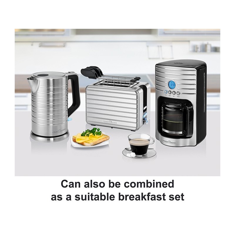 Bouilloire Électrique ProfiCook PC-WKS 1119 – 1,7 L – Affichage Niveau d’Eau – Base Rotative 360° – 1850–2200 W – Argent - Thumbnail 7