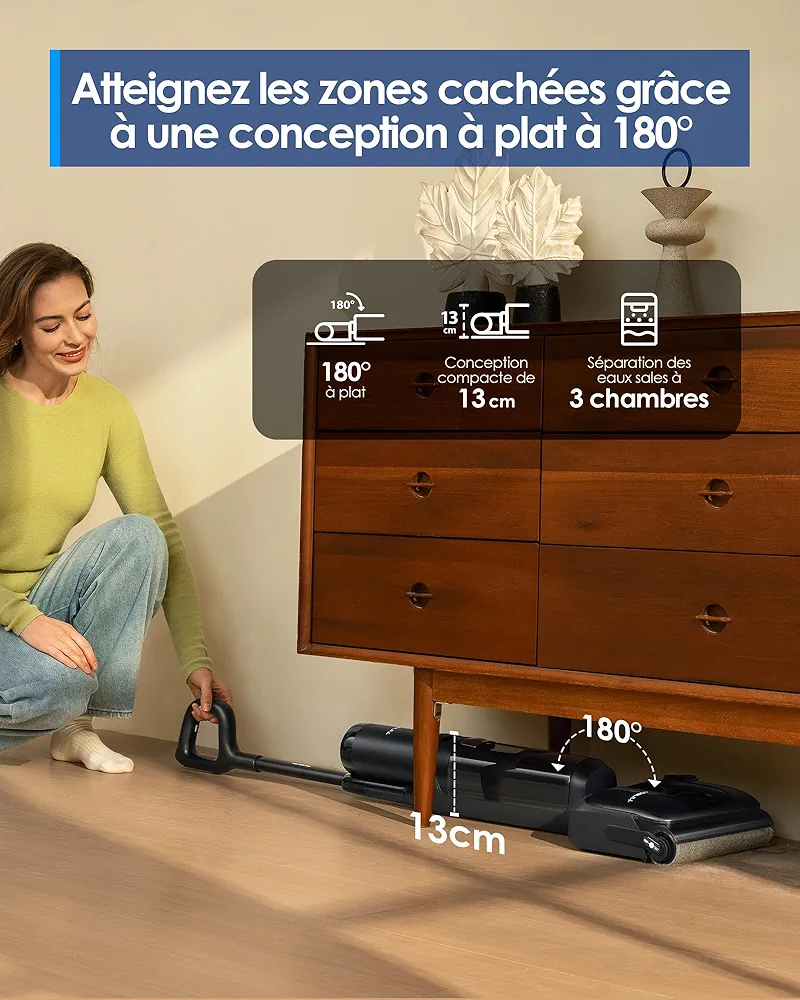 Tineco Floor One S7 Stretch Series – Nettoyeur Intelligent pour Sols Durs et Tapis - Thumbnail 3
