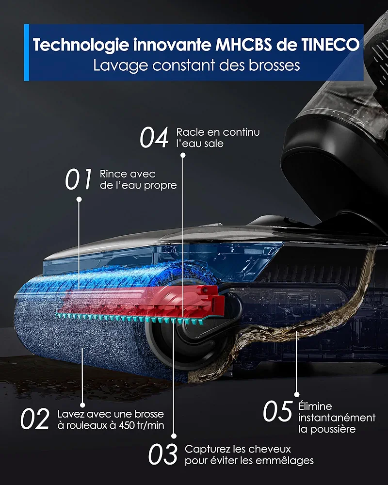 Tineco Floor One S7 Stretch Series – Nettoyeur Intelligent pour Sols Durs et Tapis - Thumbnail 4