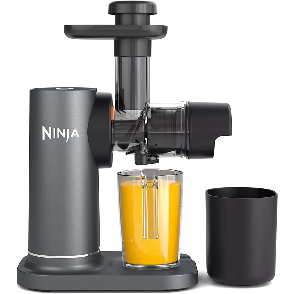 Ninja Extracteur de Jus à Pression à Froid – Carafe 700 ml et Récupérateur de Pulpe 1,1 L – Compact et Lavable au Lave-Vaisselle