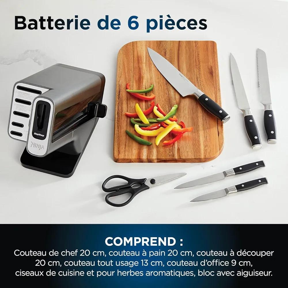 Ninja StaySharp – Ensemble de Couteaux de Cuisine 6 pièces avec Aiguiseur Intégré et Ciseaux - Thumbnail 3