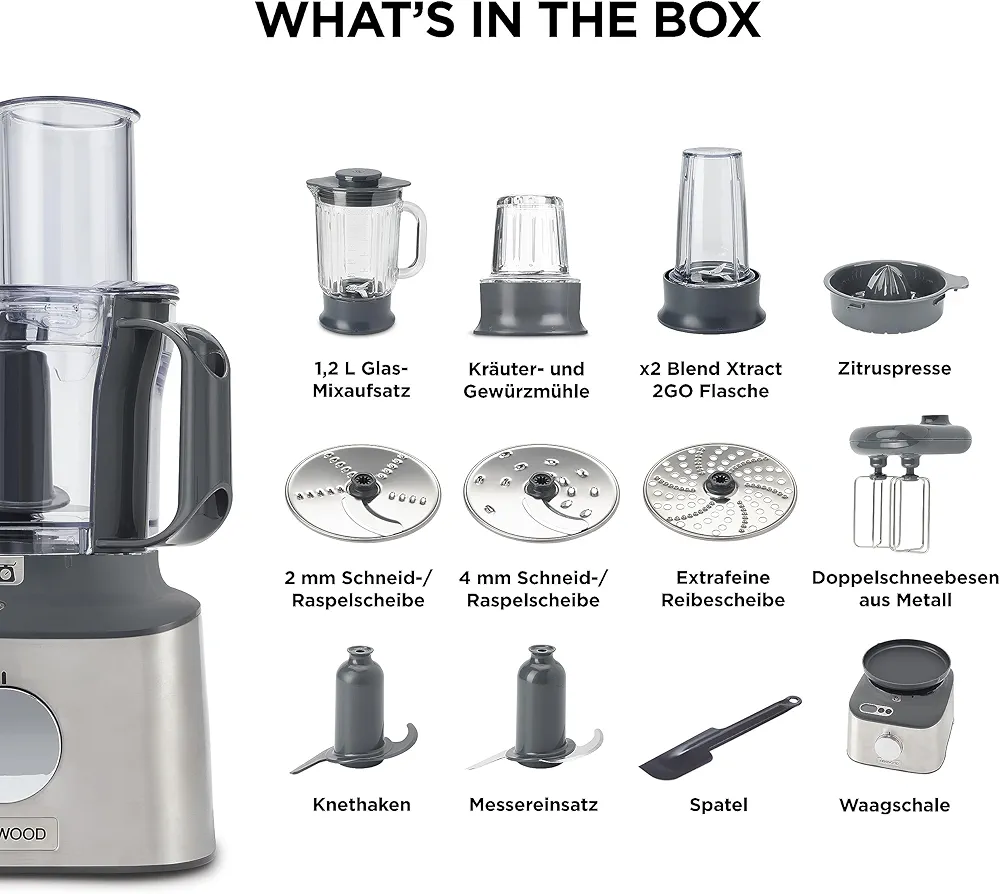 Robot de Cuisine Kenwood FDM316SS Multipro Compact+ – Avec Balance Intégrée – 11 Accessoires – Design Compact et Puissant - Thumbnail 4
