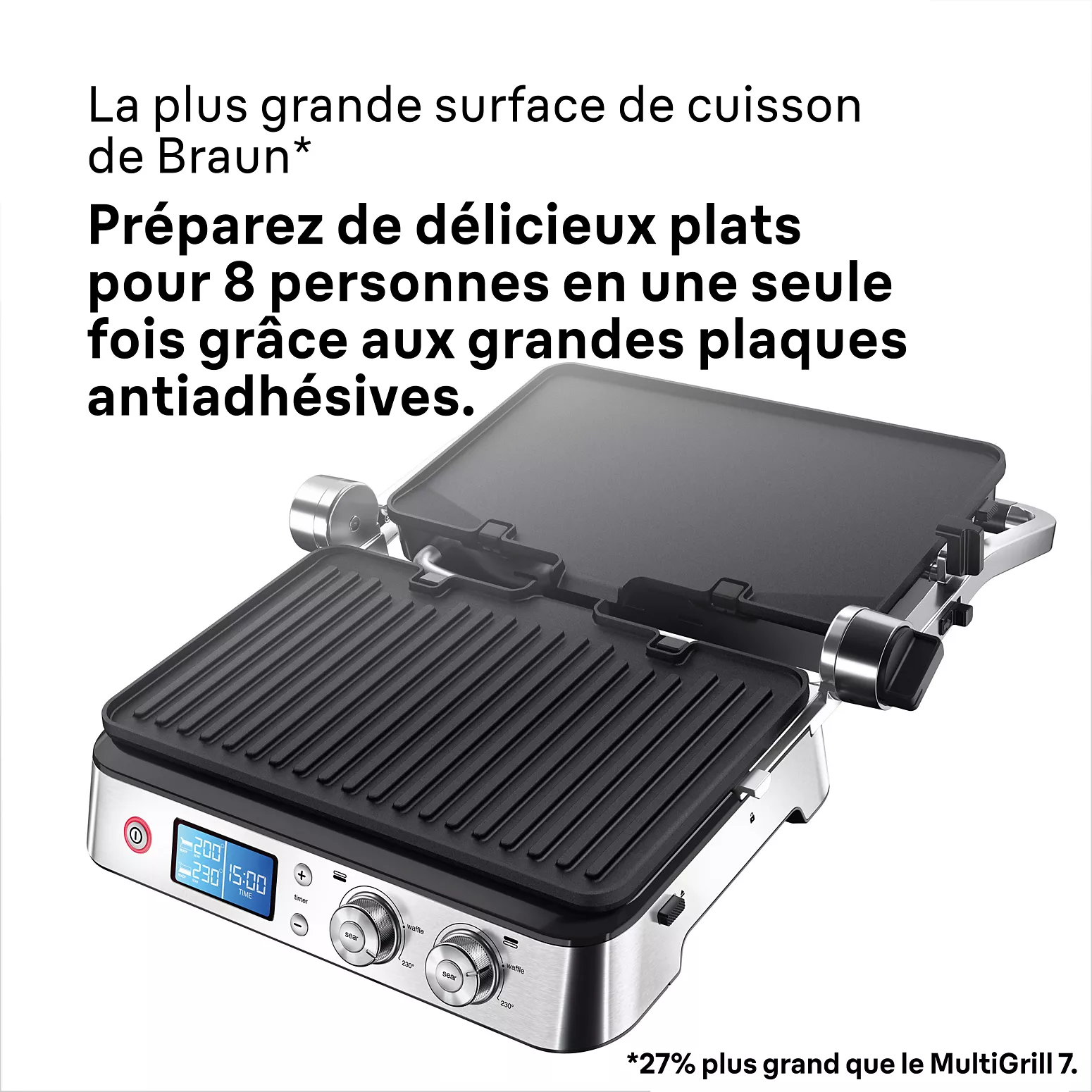 Grille-Viande Braun CG9040 – Inox, 2 Zones de Cuisson - Thumbnail 2