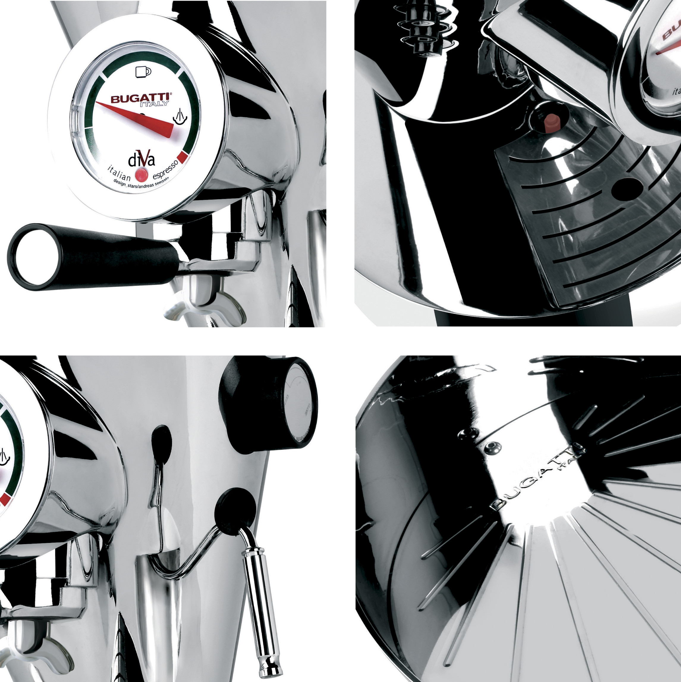 Machine à Expresso Domestique BUGATTI Diva – Design Italien Haut de Gamme (Chromée) - Thumbnail 2