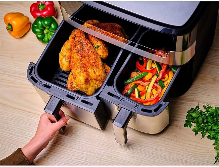 Tefal EY905D Easy Fry&Grill – Double Friteuse à Air Chaud 8,3 L, 2700 W - Thumbnail 4