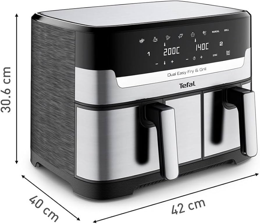 Tefal EY905D Easy Fry&Grill – Double Friteuse à Air Chaud 8,3 L, 2700 W - Thumbnail 7