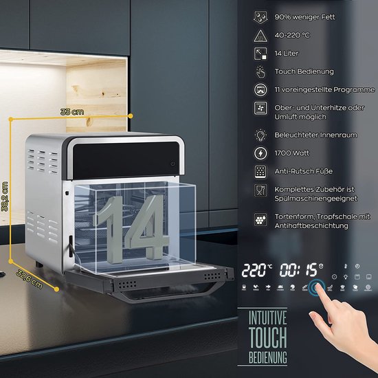 Heinrichs HFR 8209 – Friteuse / Four à Air Chaud 14 Litres XXXL - Thumbnail 2