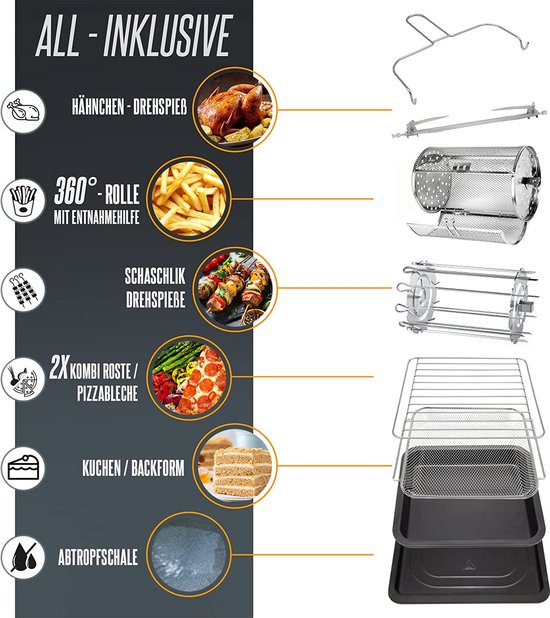 Heinrichs HFR 8209 – Friteuse / Four à Air Chaud 14 Litres XXXL - Thumbnail 7