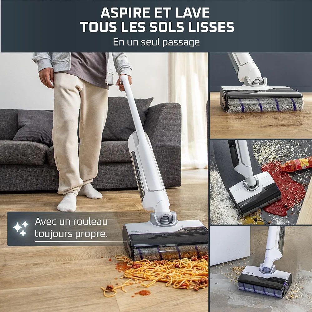 Rowenta X-Clean 10 – Aspirateur Laveur Sans Fil Nettoyage 2-en-1 • Design plat 180° • Auto-nettoyage & séchage 65°C • Autonomie 60 min - Thumbnail 7