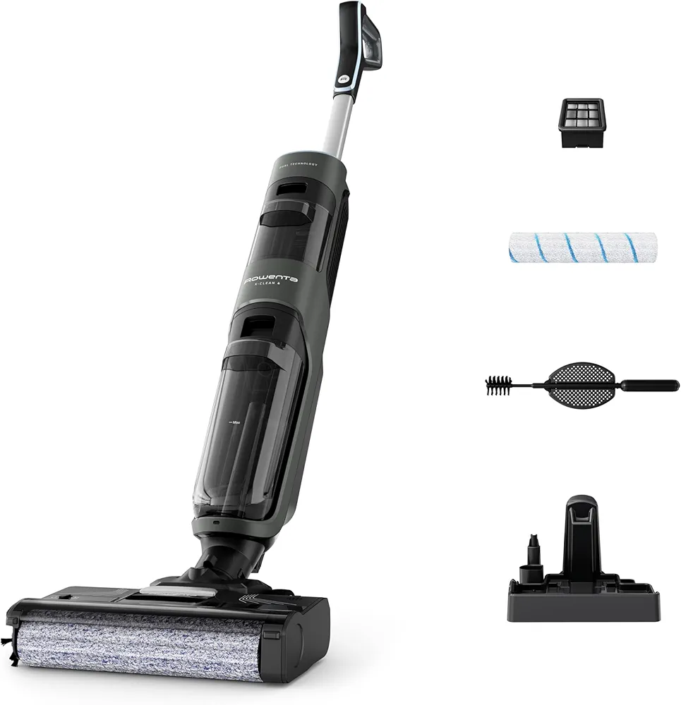 Rowenta X-Clean 4 – Aspirateur Balai Laveur Sans Fil Aspiration & lavage puissants • Intelligent • Autonettoyage • Autonomie 50 min
