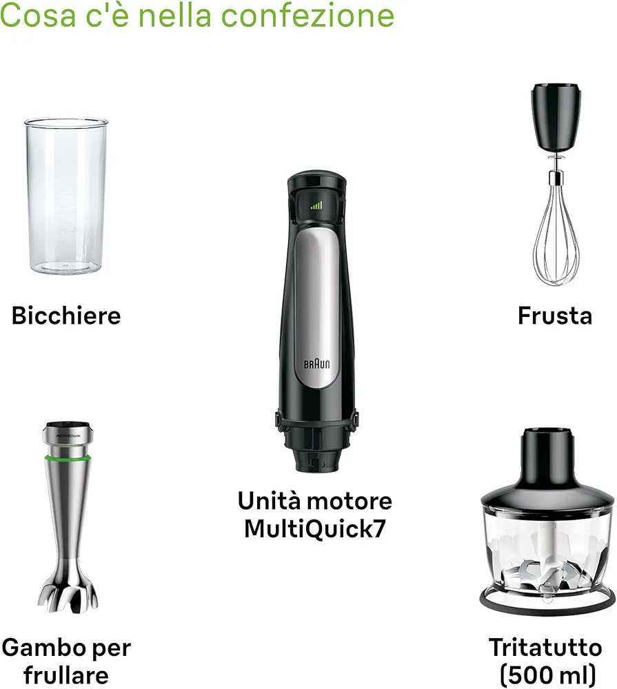 Mixeur Plongeant Braun MultiQuick 7 MQ7035X  – 1000 W – Inox / Noir – Puissant et Multifonction - Thumbnail 5