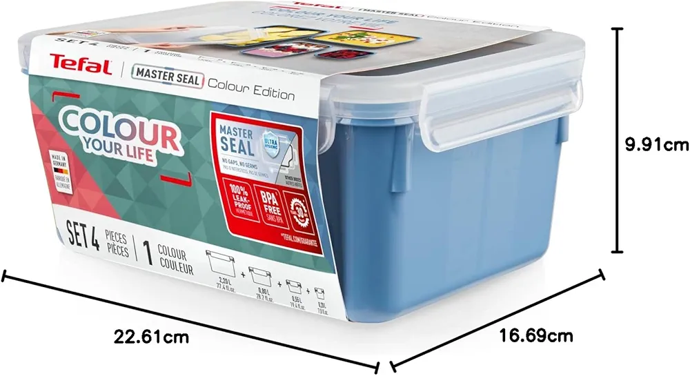 Tefal MasterSeal Colour Edition – Set 4 pièces (Bleu Aqua) - Thumbnail 5