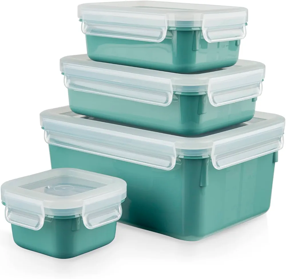 Tefal Masterseal Colour Edition Vert d'eau – Set de 4 boîtes rectangulaires hermétiques