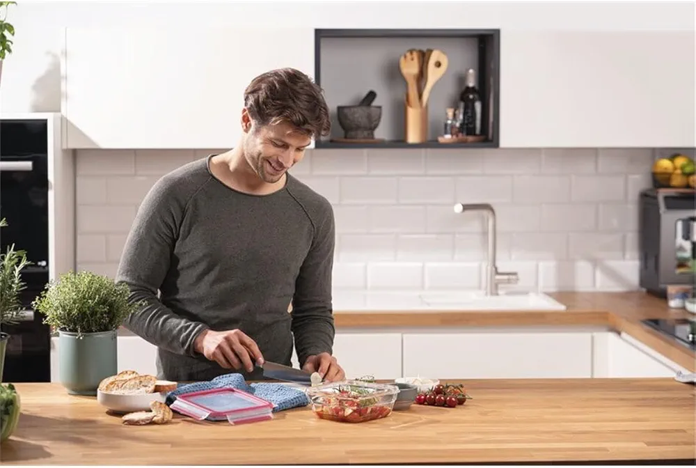 Tefal Masterseal Fresh Verre N1041410 – Boîte alimentaire carrée 0,8L empilable - Thumbnail 4