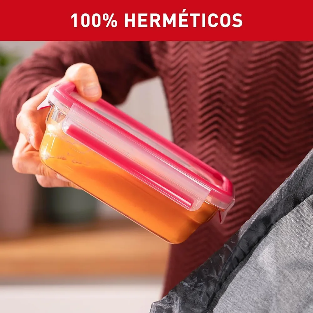 Tefal Masterseal Fresh Verre N1041210 – Boîte alimentaire rectangulaire 3L transparente - Thumbnail 3
