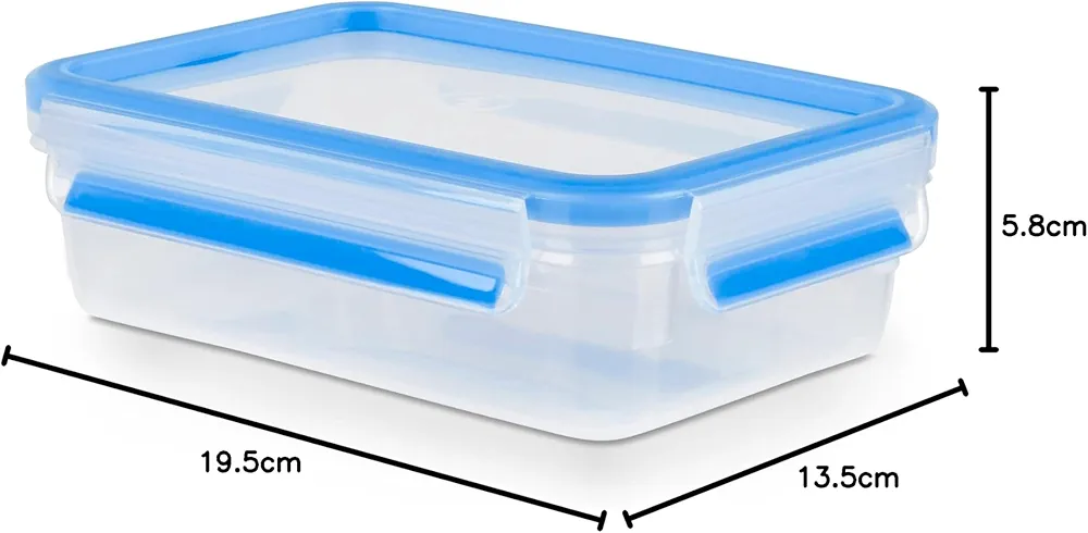 Tefal Masterseal Fresh K3021812 – Boîte alimentaire rectangulaire plastique 0,8L bleue - Thumbnail 2