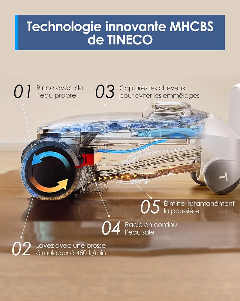 Tineco Floor One Stretch S6 Pro – Aspirateur laveur sans fil intelligent - Thumbnail 4