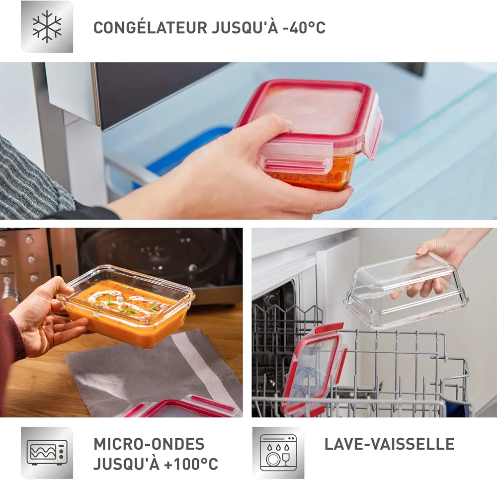 Tefal Masterseal Fresh Verre N1040510 – Boîte alimentaire rectangulaire 0,45L transparente - Thumbnail 4