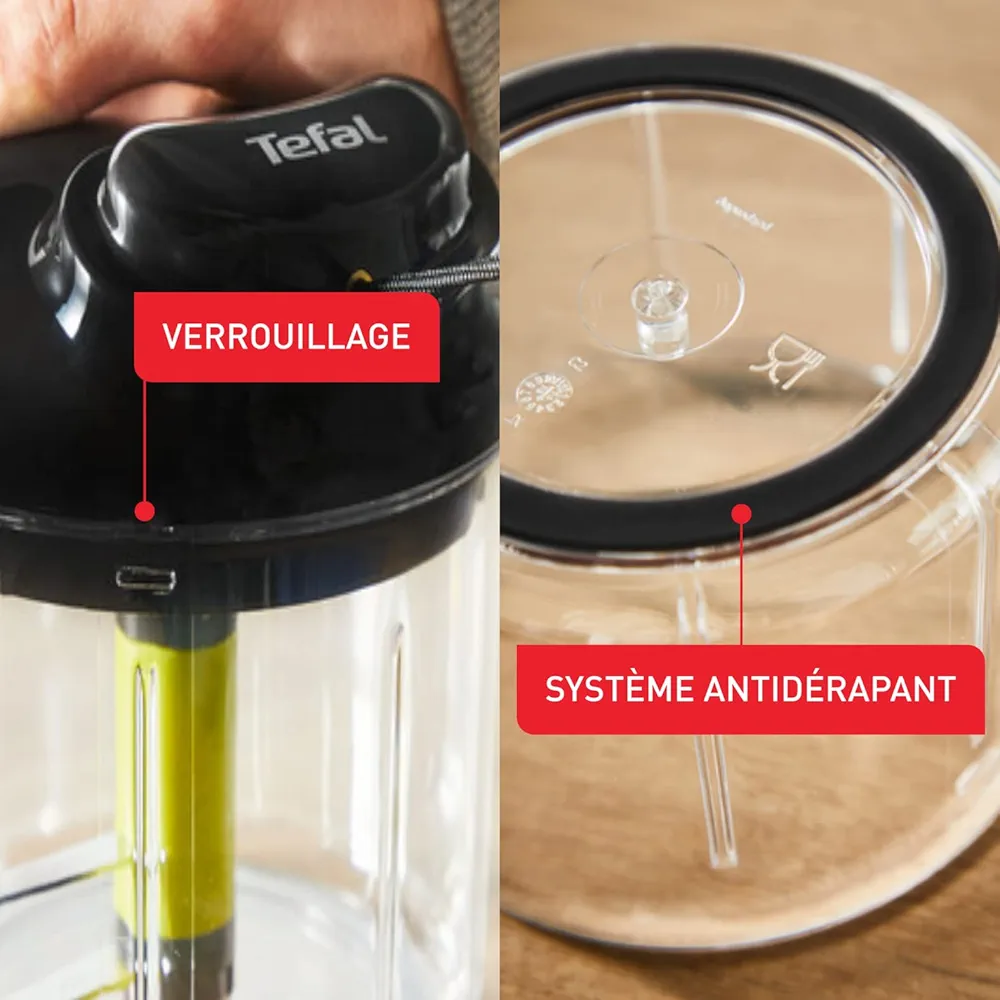 Tefal K1320404 – Hachoir manuel 5 secondes 900 ml noir/vert - Thumbnail 4