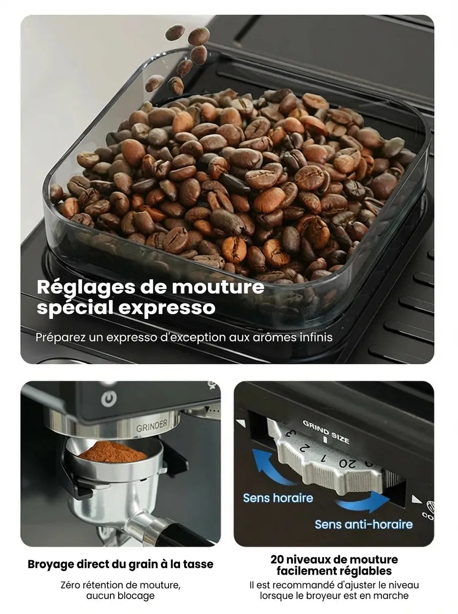 Machine Expresso avec Broyeur H20 – 20 Bars & PID (HiBrew) - Thumbnail 7