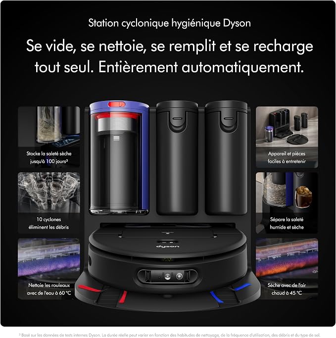 Dyson Spot+Scrub™ Ai Noir/Bleu – Robot Aspirateur Laveur Sec & Humide avec Détection des Taches par IA - Thumbnail 4